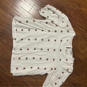 Polagram Brown and White Boxy Buttoned Blouse